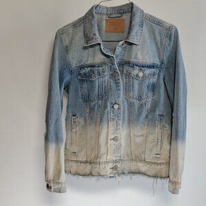 Blank NYC Jean Jacket Women's Distressed Denim Raw Hem Ombre‎ Faded